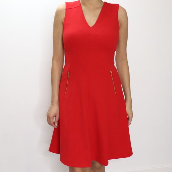 Marc New York Sleeveless Fit a Marc New York Andrew Marc Flare Dress orangered - Picture 1 of 10